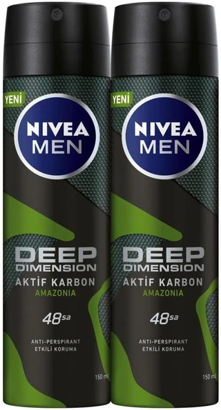 NIVEA Men Erkek Sprey Deodorant Deep Dimension Amazonia 48 Saat Anti-perspirant Koruma 150ml x2 Adet ürün görseli