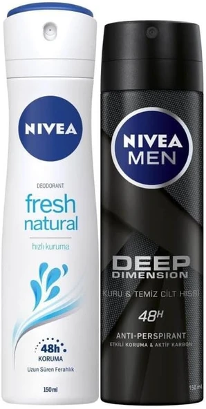 Nivea Fresh Bayan Deosprey 150 Ml+Deep Dimension Erkek Deosprey 150 Ml 2'Li Paket ürün görseli