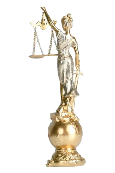 Themis Adalet Terazisi Heykeli ve Dünya Biblo Gold 24cm - Resim 7
