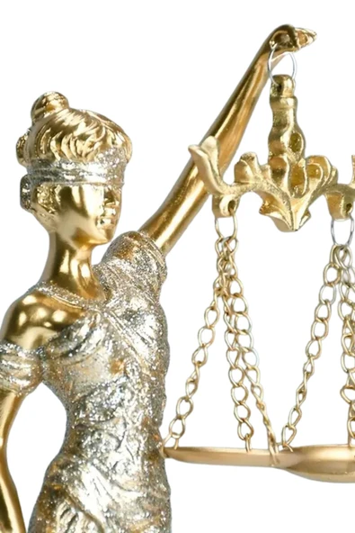 Themis Adalet Terazisi Heykeli ve Dünya Biblo Gold 24cm - Resim 8
