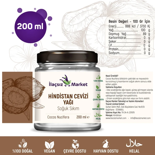 Hindistan Cevizi Yağı / 1000 ml. (Organik) GIDAYA UYGUN BİDON
