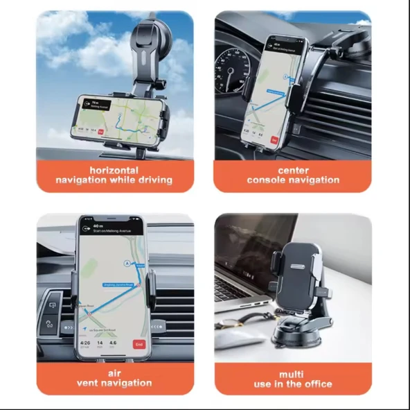 ARAÇ İÇİ VANTUZLU TORPİDO ÜSTÜ CAM UNİVERSAL TELEFON TUTUCU 360 DERECE DÖNEBİLEN TELEFON TUTUCU - Resim 4