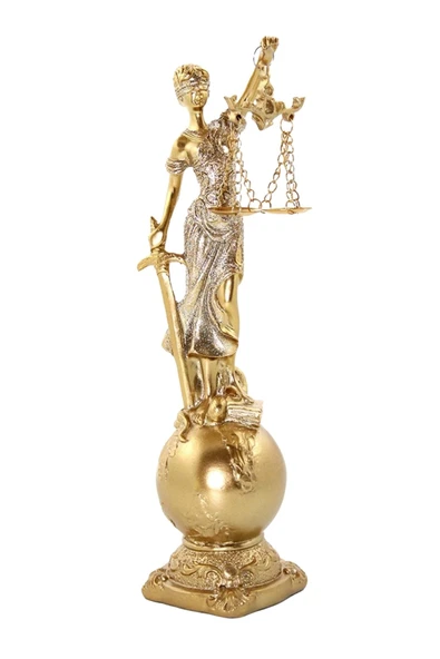 Themis Adalet Terazisi Heykeli ve Dünya Biblo Gold 24cm - Resim 9
