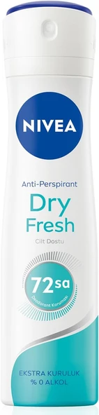 NIVEA Kadın Sprey Deodorant Dry Fresh 150 ml, 72 Saat Anti-Perspirant Koruma, Alkolsüz