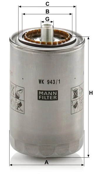 WK 943/1 - Yakıt Filtresi -  MANN FILTER - Resim 2