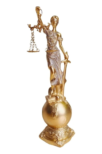 Themis Adalet Terazisi Heykeli ve Dünya Biblo Gold 24cm - Resim 11