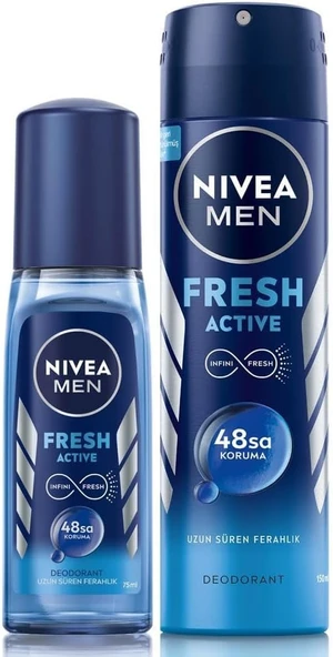 NIVEA MEN Erkek Pump Sprey Deodorant Fresh Active 75ml ve NIVEA MEN Erkek Sprey Deodorant Fresh Active150 ml ürün görseli