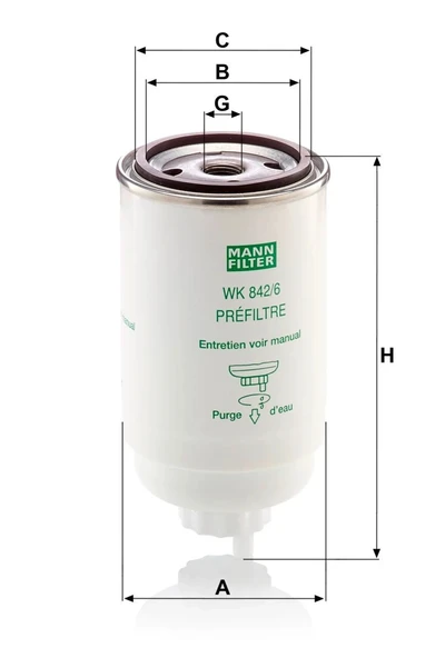 WK 842/6 - Yakıt Filtresi -  MANN FILTER - Resim 2