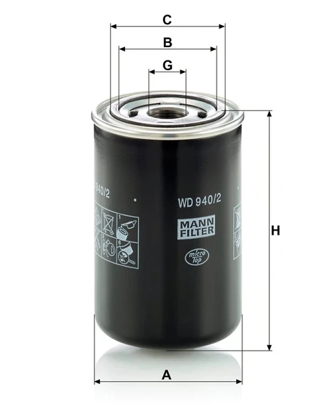 WD 940/2 - Yağ filtresi -  MANN FILTER - Resim 2