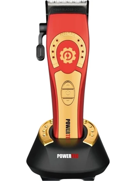 POWERTEC TR-4800 Tam Profesyonel 9.000RPM 8 Kademeli Saç-Sakal Kesim Makinesi +Yedek Seramik Bıçak Seti