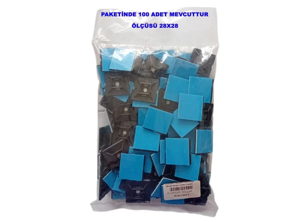 PEMSAN Yapışkan Kare Kroşe 28x28 SİYAH (100lü Paket)
