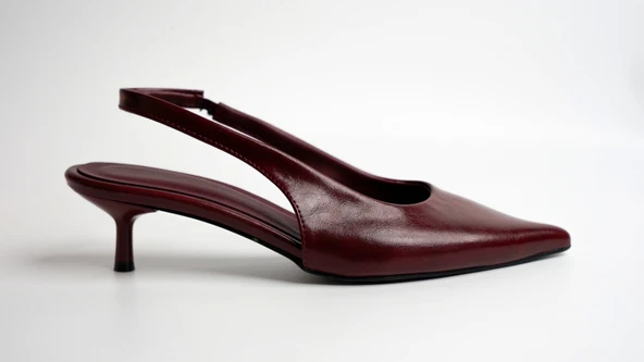 Assortie Bordo İnce Topuklu Slingback Kadın Ayakkabı