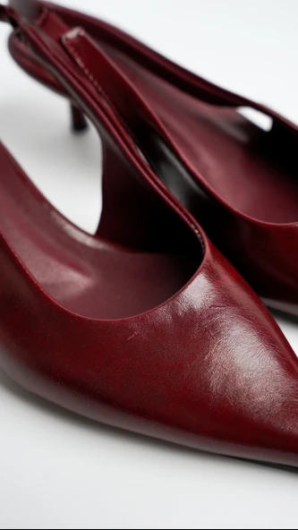 Assortie Bordo İnce Topuklu Slingback Kadın Ayakkabı - 4