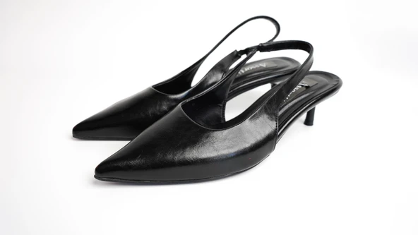 Assortie Siyah İnce Topuklu Slingback Ayakkabı - 2