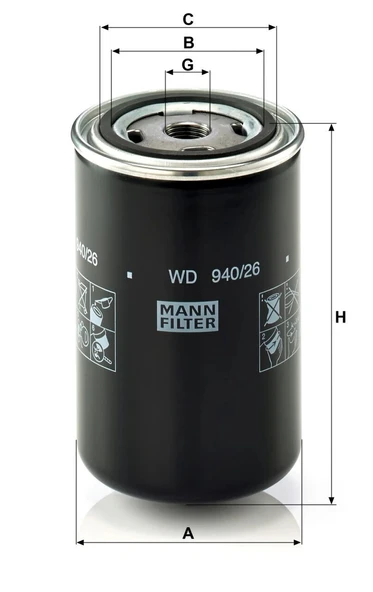 WD 940/26 - Yağ filtresi -  MANN FILTER - Resim 2