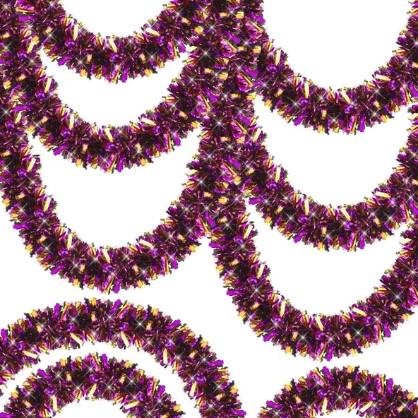 CEYLAN ADAM   Mor Turuncu Renk 4 cm Genişlik Garland Çift Renk Sim Süs 180 cm - Resim 2