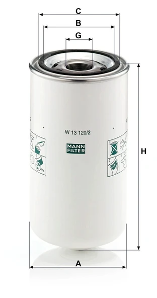 W 13 120/2 - Yağ filtresi -  MANN FILTER - 2