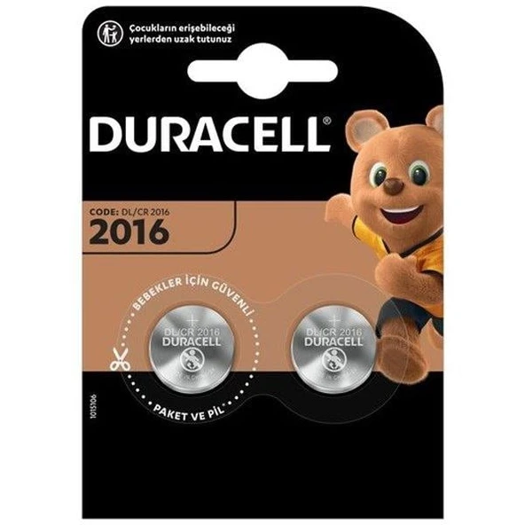 Duracell CR2016 3 Volt Lityum 2'Li Pil