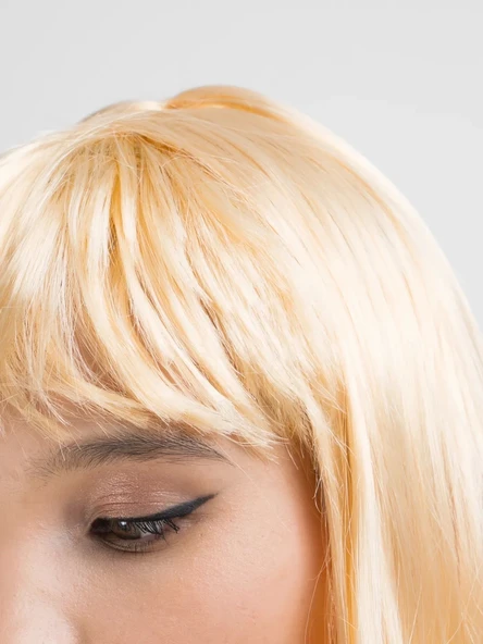 CEYLAN ADAM   Platin Altın Dore Renk Uzun Düz Parti Peruğu - Resim 5