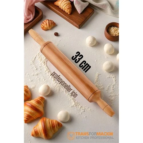Modacar Ahşap Merdane Hamur Açma Merdanesi - 33 cm Küçük Mutfak Merdanesi - 1
