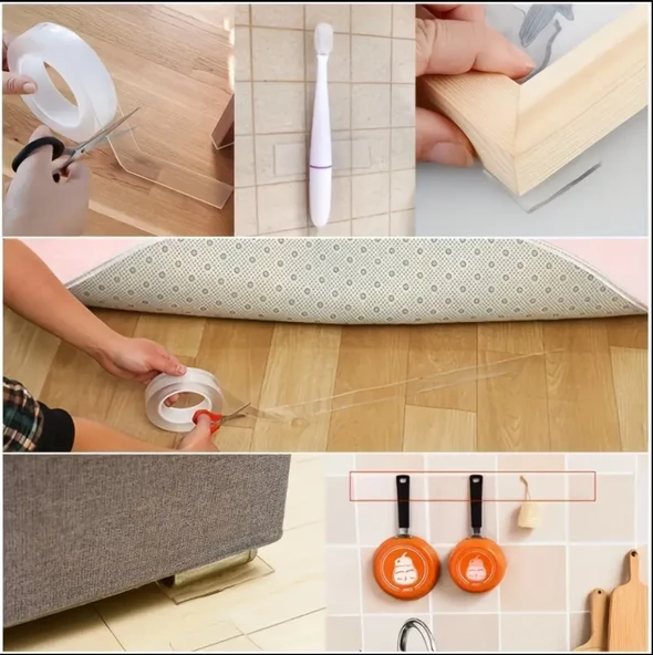 1 METRE ULTRA GÜÇLÜ ÇİFT TARAFLI NANO BANT HALI TABLO RESİM YAPIŞTIRMA BANDI 2 CM EN - 2