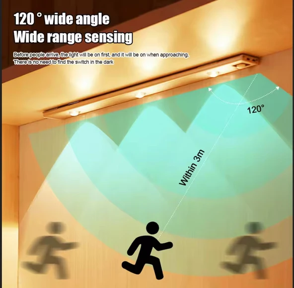 4 LED 50 CM HAREKET SENSÖRLÜ LED IŞIK TEZGAH ALTI OFİS EV LED LAMBA - Resim 3