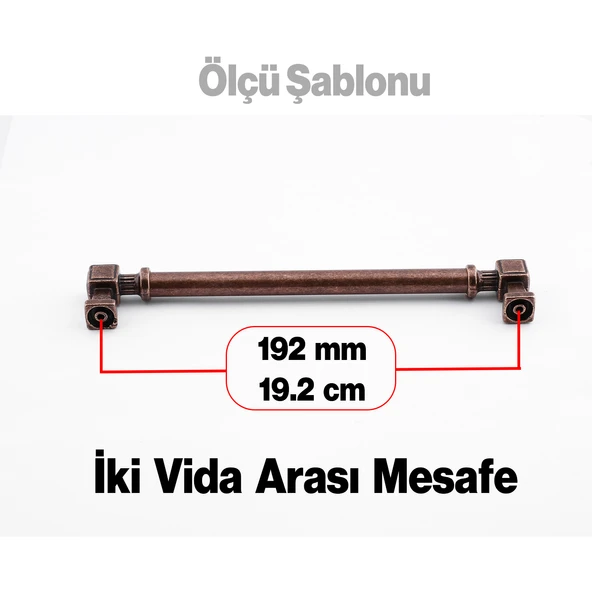 Talas Antik Bakır Metal 192 mm 19.2 cm Eskitme Mobilya Mutfak Çekmece Dolap Kulpu Kulbu Kulpları - Resim 2