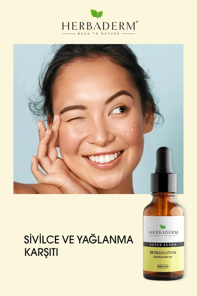Herbaderm Superserum Betasolution Karma ve Yağlı Cilt Arındırıcı Doğal Yüz Serumu 30 ml - Resim 3