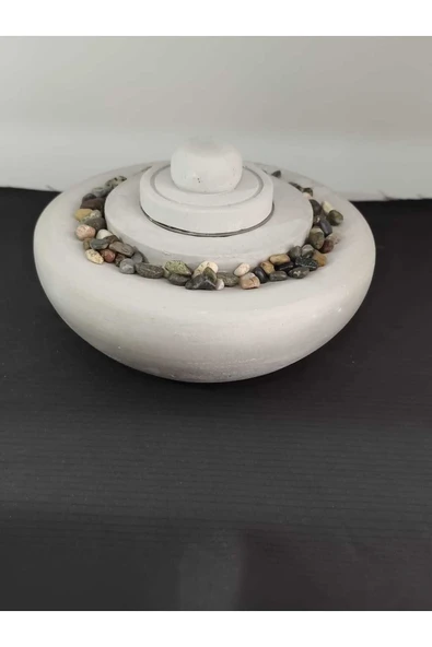 DEKORATİF MASA ÜSTÜ YUVARLAK ATEŞ ÇUKURU TAŞ ŞÖMİNE-500 ML YAKIT HEDİYELİ - 2