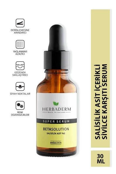Herbaderm Superserum Betasolution Karma ve Yağlı Cilt Arındırıcı Doğal Yüz Serumu 30 ml ürün görseli 1