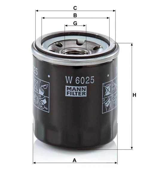 W 6025 - Yağ filtresi -  MANN FILTER - Resim 2