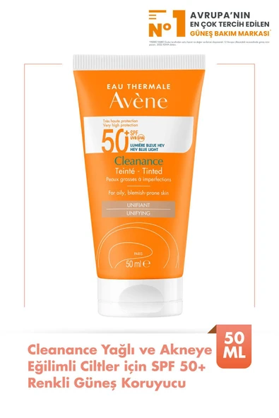Avène Solaire Cleanance Yağlı Ciltler için Güneş Koruyucu Tinted SPF50+ 50 ml ürün görseli 1