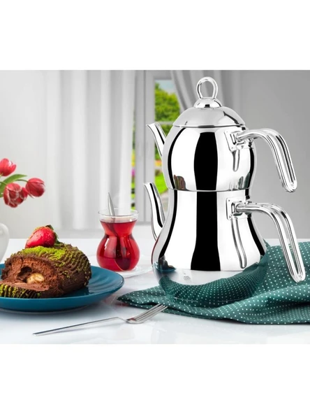 Yonca Lines Şahmeran Orta Boy 3 No Çelik Çaydanlık Metal Sap - 2