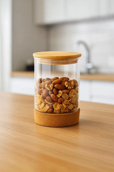 Bambum Corki - Mantar Altlıklı Cam Saklama Kabı 900ml - Resim 2