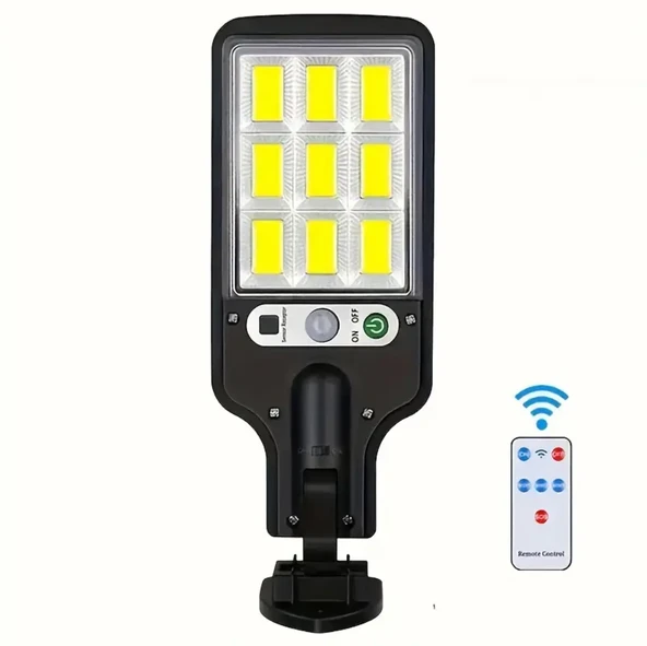 108 COB LED KUMANDALI GÜNEŞ ENERJİLİ HAREKET SENSÖRLÜ BAHÇE GARAJ SOKAK AYDINLATMA LAMBASI SOKAK LAMBASI - Resim 6