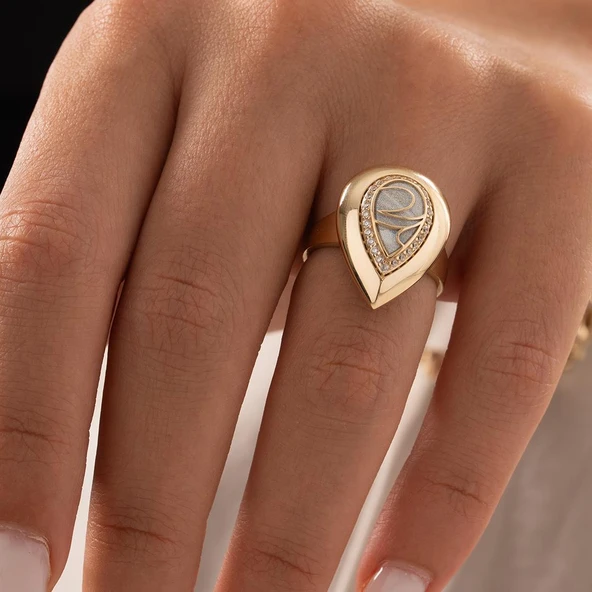 Özel Tasarım Damla Model Altın Yüzük ürün görseli