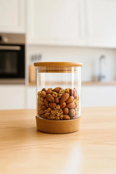 Bambum Corki - Mantar Altlıklı Cam Saklama Kabı 900ml ürün görseli