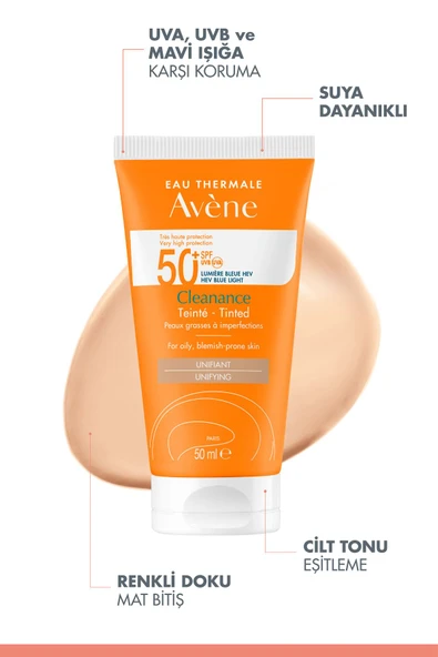 Avène Solaire Cleanance Yağlı Ciltler için Güneş Koruyucu Tinted SPF50+ 50 ml - Resim 5