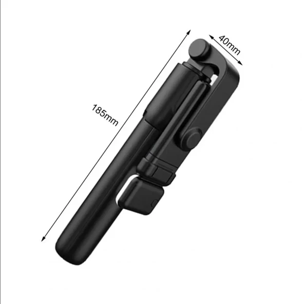 SİYAH RENK IŞIKLI BLUETOOTH KUMANDALI DİKEY VE YATAY ÇEKİM TRİPODLU SELFİE ÇUBUĞU ÖZ ÇEKİM TRİPODU - Resim 5