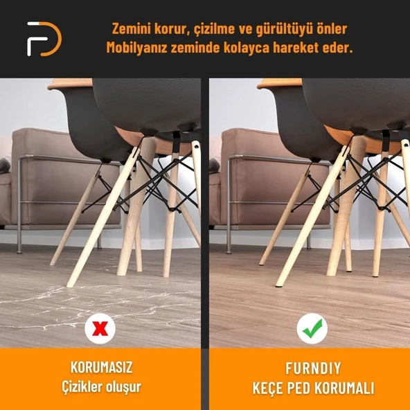Furndiy Kendinden Yapışkanlı Yuvarlak Keçe 30 mm Siyah 18 Parça - 4