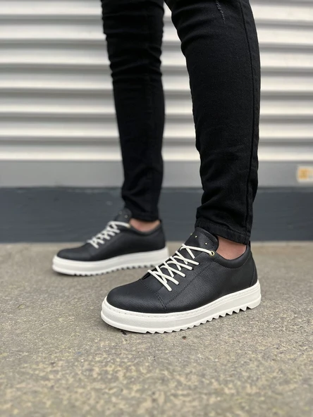 JET-152 Cool Bağcıklı Cilt Erkek Günlük Spor Klasik Ayakkabı CBT - Siyah ürün görseli