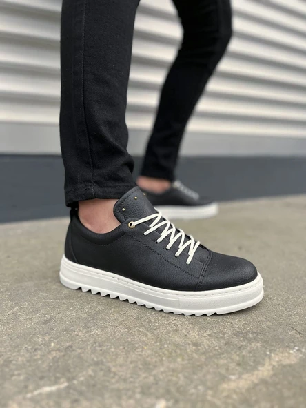 JET-152 Cool Bağcıklı Cilt Erkek Günlük Spor Klasik Ayakkabı CBT - Siyah - Resim 2