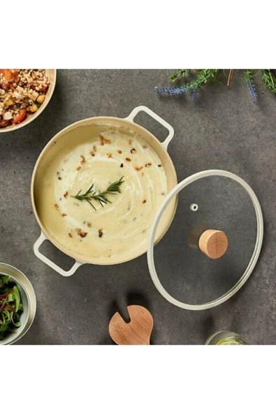 Fika Alüminyum Döküm Kapaklı Tencere Bej 18cm - 2