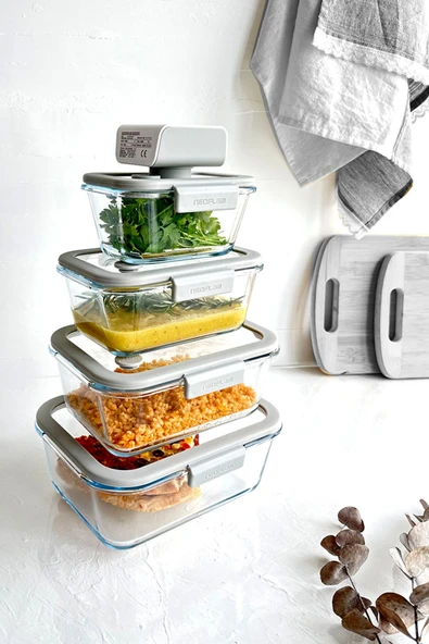 Fika Glace Vakumlu Cam Saklama Kabı 1900 ml Gri - 7