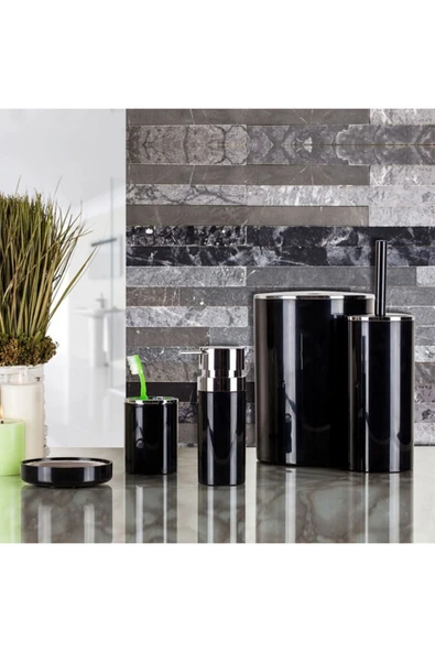 Primanova Lenox 5'li Banyo Aksesuar Set - Siyah