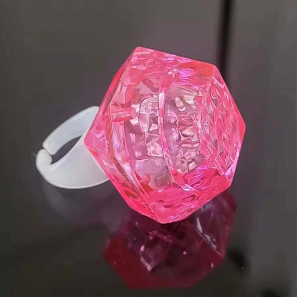 CEYLAN ADAM   Kristal Tasarımlı Led Glow Işıklı 3 Modlu Pembe Yüzük 3.5 x 5 cm - 2