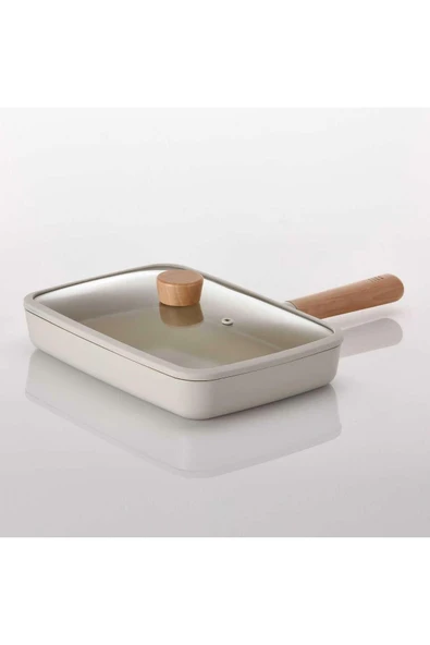 Fika Cam Kapaklı Dikdörtgen 29 Cm Bej Tava