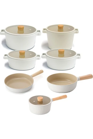 Fika Alüminyum Döküm Cam Kapaklı 12 Parça Tencere & Tava Seti 18S22K22D24K26D24T26W