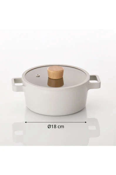 Fika Alüminyum Döküm Cam Kapaklı 18 Parça Tencere & Tava Seti Bej15t16s18d22k22d24k26d24t26t28g29t - 5