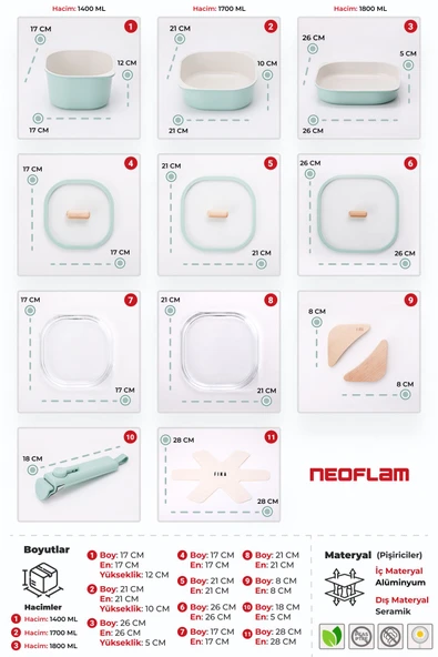 Fika Comfort Yeşil Tencere ve Tava Seti 10 Parça - 3